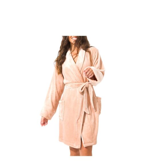 Soma Embraceable Plush Short Robe Pink Size L/XL Cozy Quiet Luxury Minimalist - Picture 1 of 16
